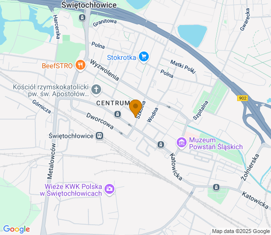 Mapa dojazdu do warsztatu samochodowego w miejscowości Świętochłowice