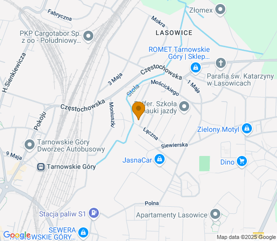 Mapa dojazdu do warsztatu samochodowego w miejscowości Tarnowskie Góry