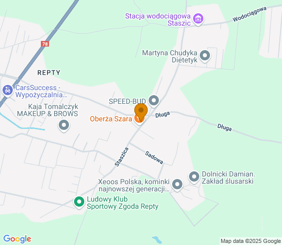 Mapa dojazdu do warsztatu samochodowego w miejscowości Tarnowskie Góry