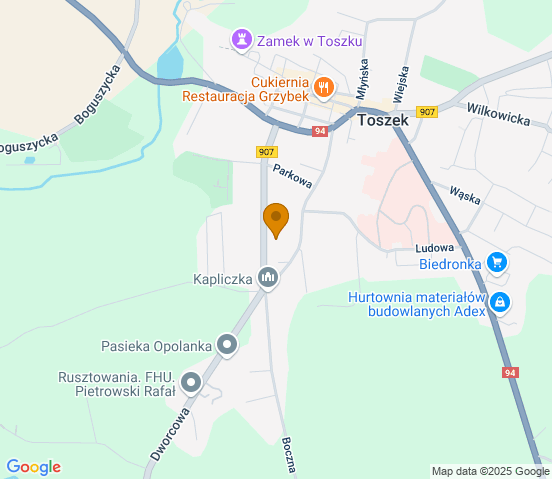 Mapa dojazdu do warsztatu samochodowego w miejscowości Toszek