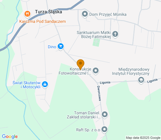 Mapa dojazdu do warsztatu samochodowego w miejscowości Turza Śląska