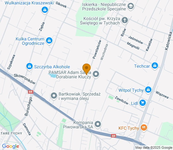Mapa dojazdu do warsztatu samochodowego w miejscowości Tychy