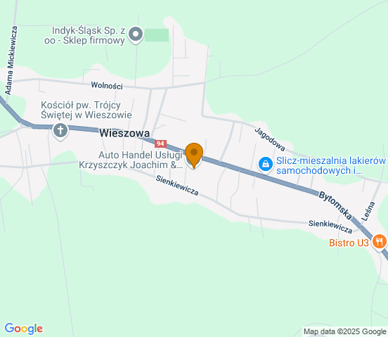 Mapa dojazdu do warsztatu samochodowego w miejscowości Wieszowa