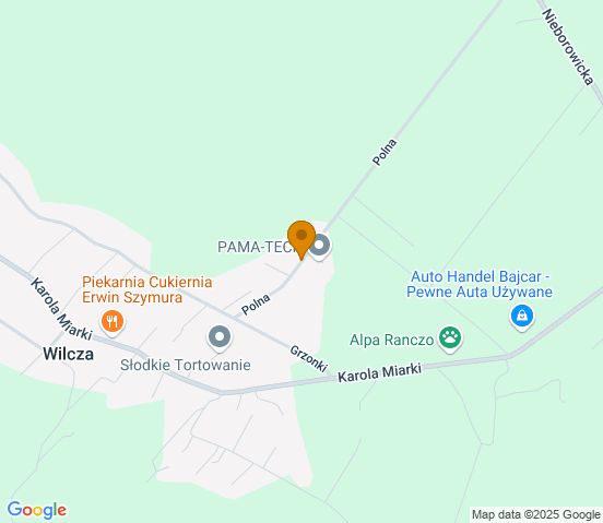 Mapa dojazdu do warsztatu samochodowego w miejscowości Wilcza