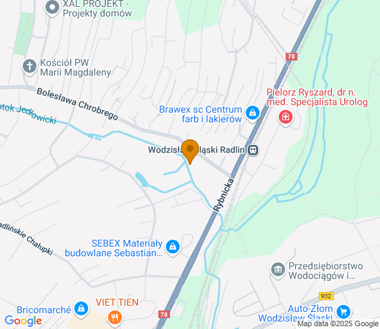 Mapa dojazdu do warsztatu samochodowego w miejscowości Wodzisław Śląski