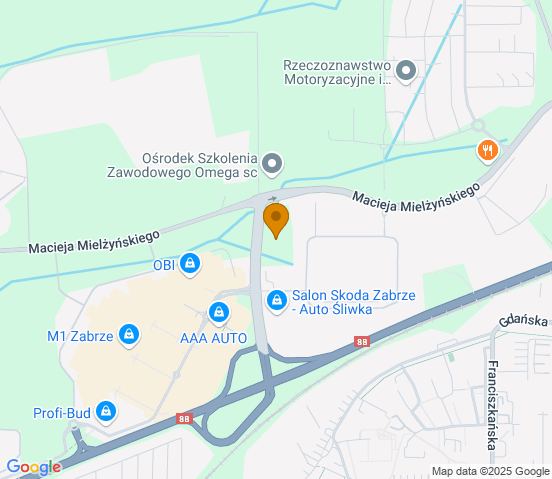 Mapa dojazdu do warsztatu samochodowego w miejscowości Zabrze