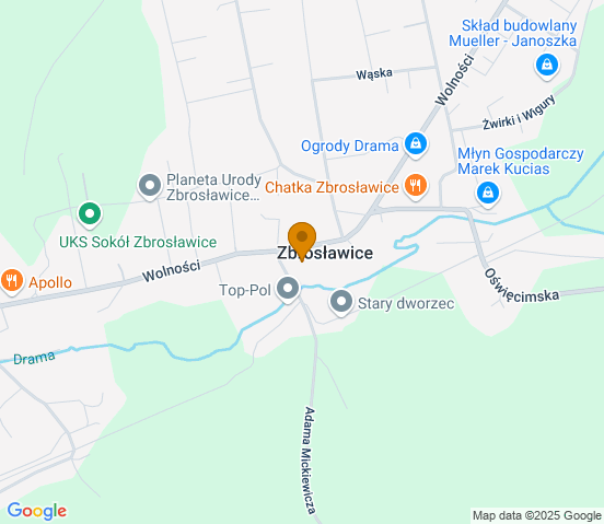 Mapa dojazdu do warsztatu samochodowego w miejscowości Zbrosławice