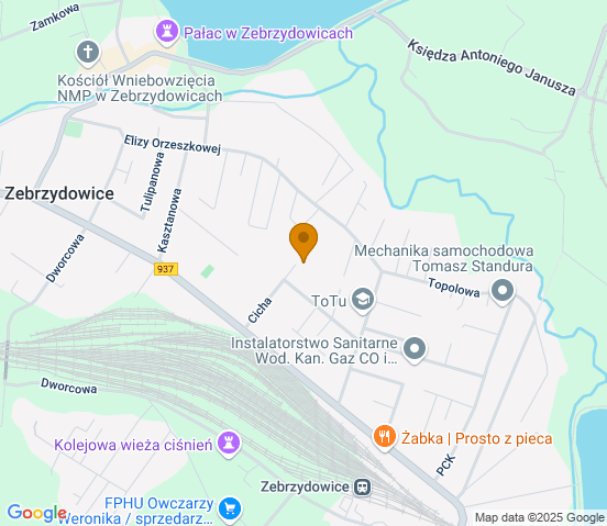 Mapa dojazdu do warsztatu samochodowego w miejscowości Zebrzydowice