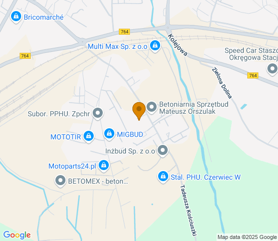 Mapa dojazdu do warsztatu samochodowego w miejscowości Staszów