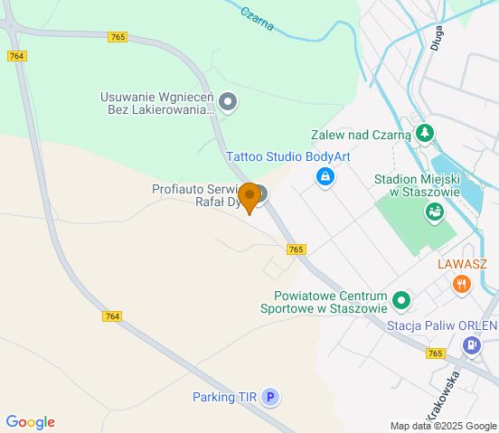 Mapa dojazdu do warsztatu samochodowego w miejscowości Staszów