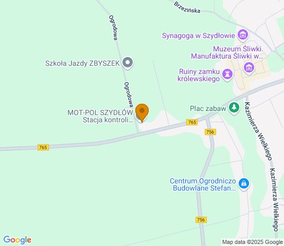Mapa dojazdu do warsztatu samochodowego w miejscowości Szydłów