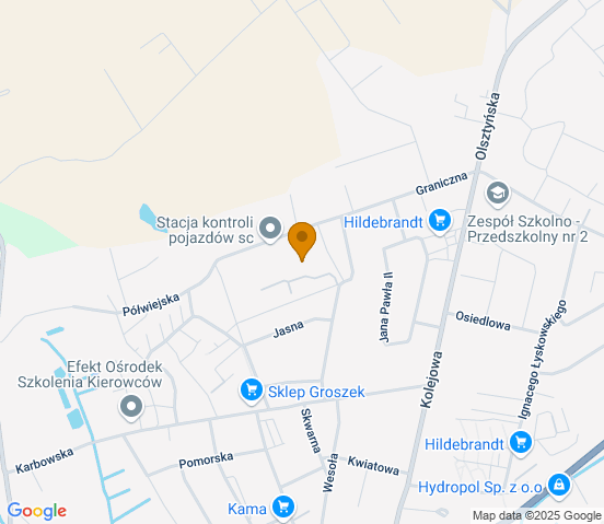 Mapa dojazdu do warsztatu samochodowego w miejscowości Brodnica