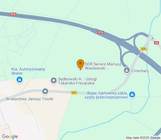 Mapa dojazdu do warsztatu samochodowego w miejscowości Ełk