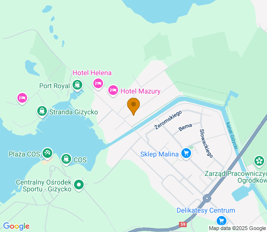 Mapa dojazdu do warsztatu samochodowego w miejscowości Giżycko