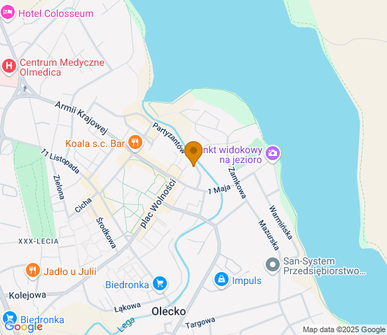 Mapa dojazdu do warsztatu samochodowego w miejscowości Olecko