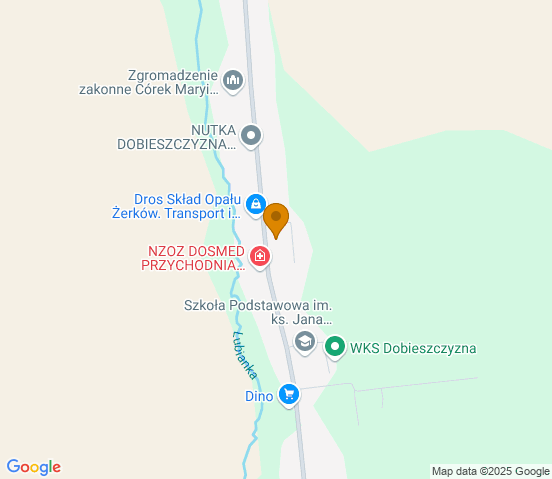 Mapa dojazdu do warsztatu samochodowego w miejscowości Dobieszczyzna