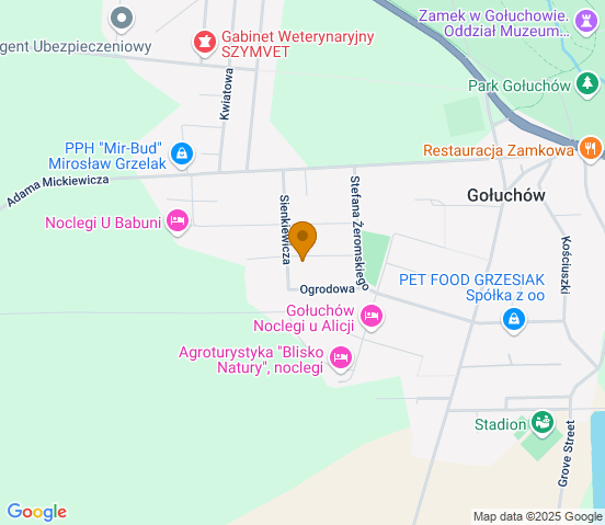 Mapa dojazdu do warsztatu samochodowego w miejscowości Gołuchów