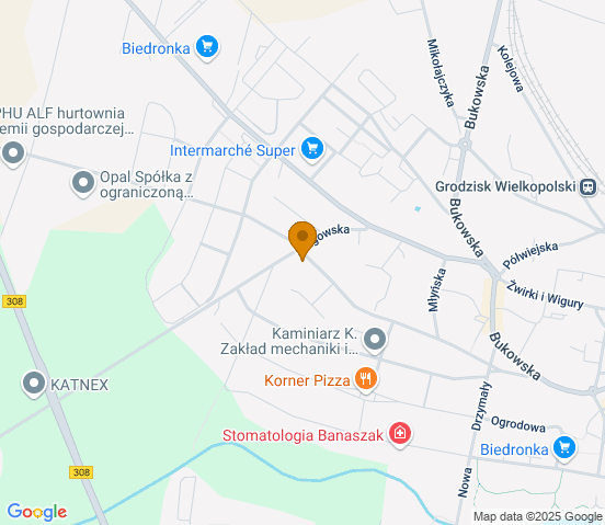 Mapa dojazdu do warsztatu samochodowego w miejscowości Gorzów Wielkopolski