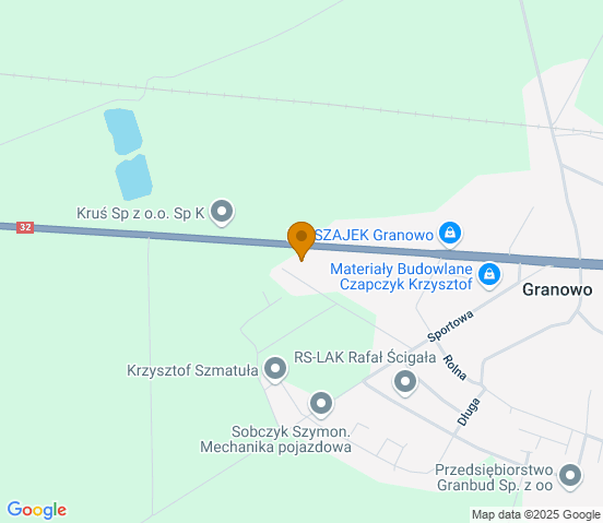 Mapa dojazdu do warsztatu samochodowego w miejscowości Granowo
