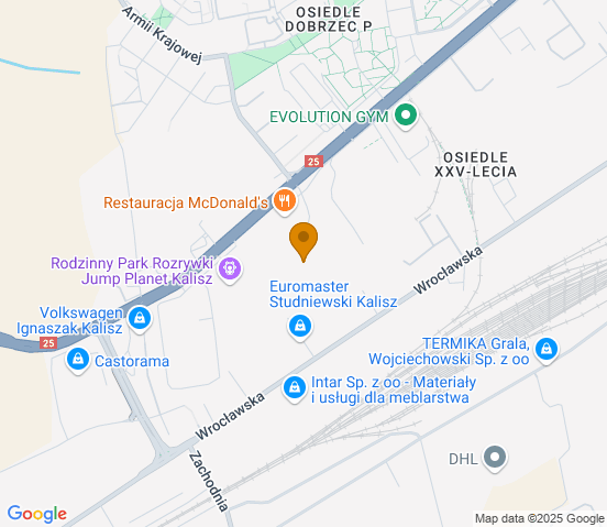 Mapa dojazdu do warsztatu samochodowego w miejscowości Kalisz