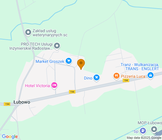 Mapa dojazdu do warsztatu samochodowego w miejscowości Łubowo