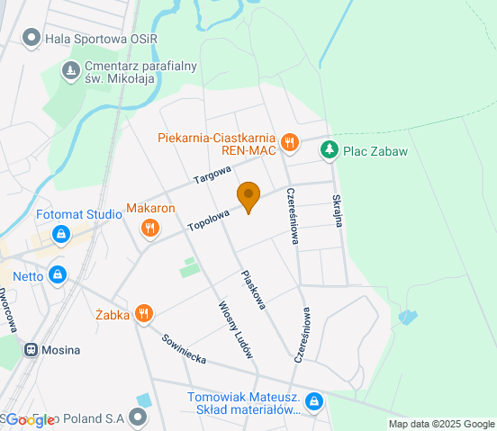 Mapa dojazdu do warsztatu samochodowego w miejscowości Mosina