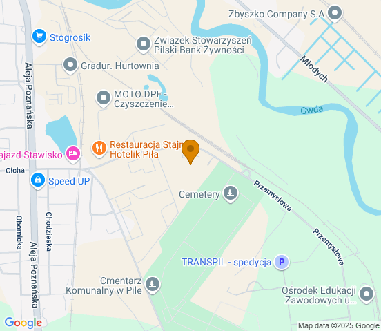 Mapa dojazdu do warsztatu samochodowego w miejscowości Piła