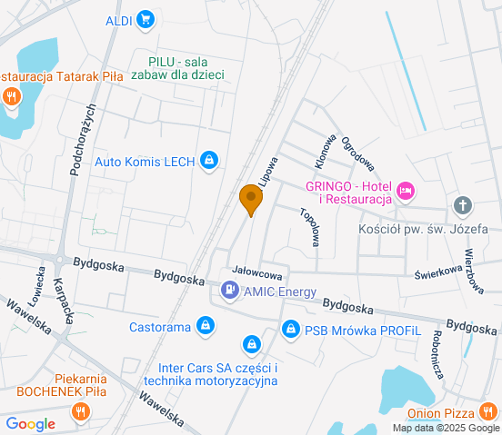 Mapa dojazdu do warsztatu samochodowego w miejscowości Piła