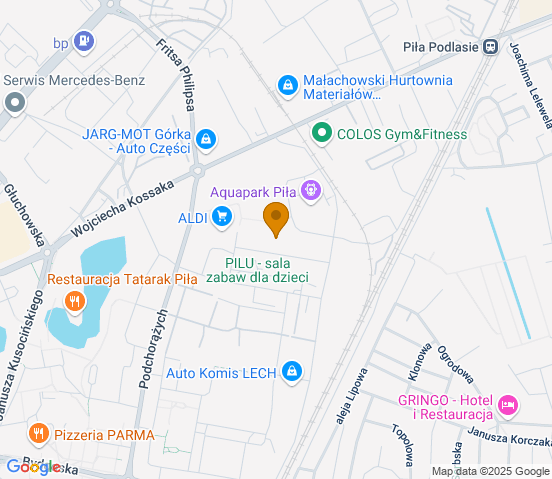 Mapa dojazdu do warsztatu samochodowego w miejscowości Piła