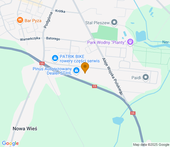 Mapa dojazdu do warsztatu samochodowego w miejscowości Pleszew