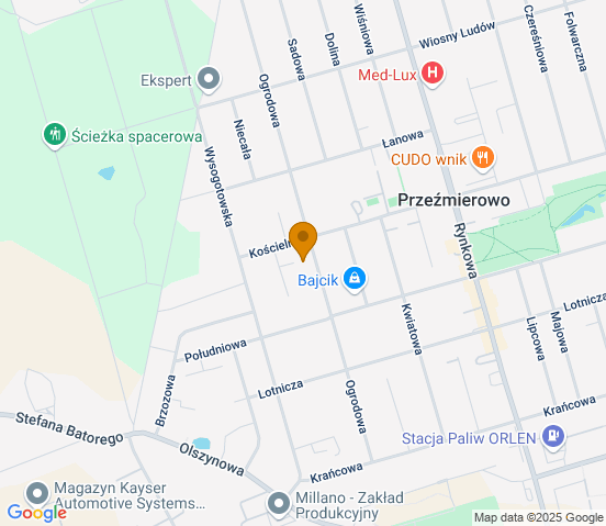 Mapa dojazdu do warsztatu samochodowego w miejscowości Przeźmierowo