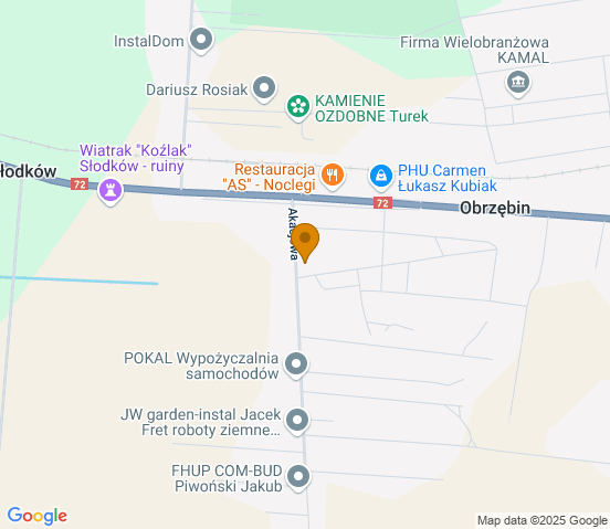 Mapa dojazdu do warsztatu samochodowego w miejscowości Słodków-Kolonia