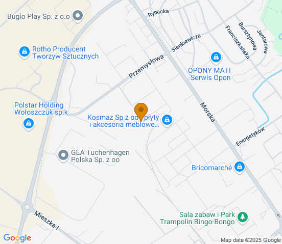 Mapa dojazdu do warsztatu samochodowego w miejscowości Koszalin