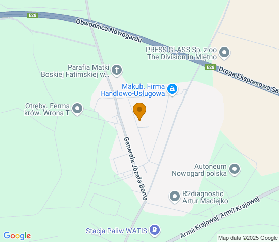 Mapa dojazdu do warsztatu samochodowego w miejscowości Nowogard