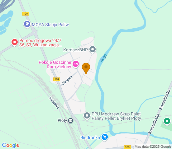 Mapa dojazdu do warsztatu samochodowego w miejscowości Płoty