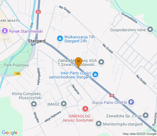 Mapa dojazdu do warsztatu samochodowego w miejscowości Stargard