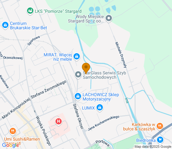 Mapa dojazdu do warsztatu samochodowego w miejscowości Stargard