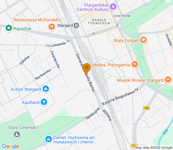 Mapa dojazdu do warsztatu samochodowego w miejscowości Stargard