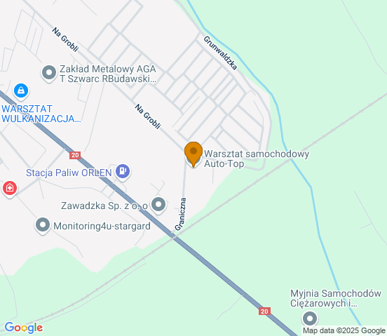Mapa dojazdu do warsztatu samochodowego w miejscowości Stargard