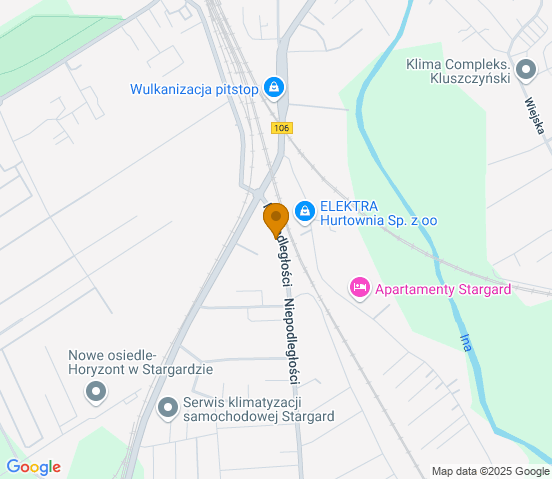 Mapa dojazdu do warsztatu samochodowego w miejscowości Stargard
